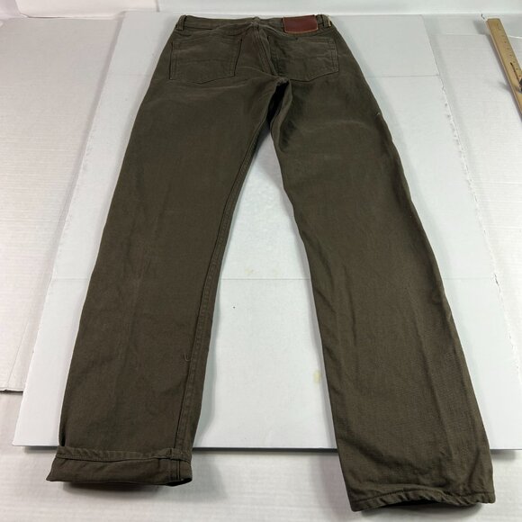 Gustin Jeans Men 28x32* 567 Slim Straight Army Green Faded Selvedge Denim Tag 31 - Picture 9 of 16